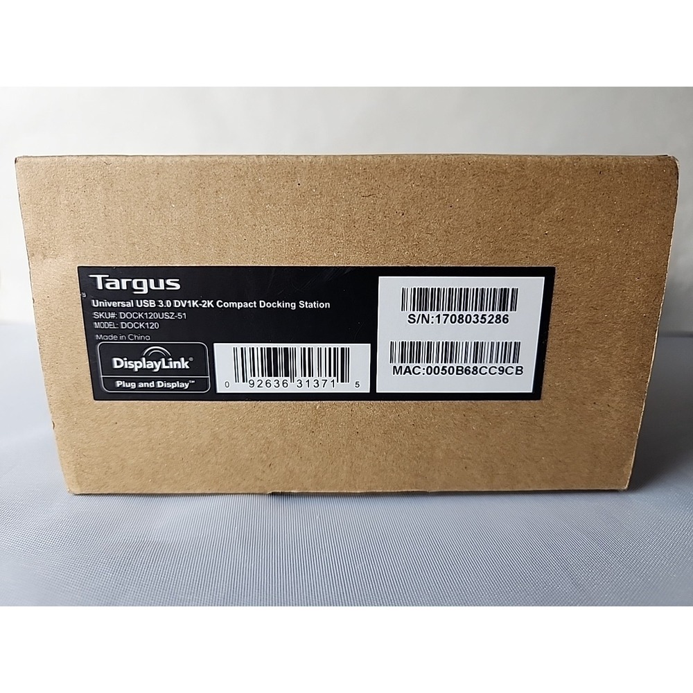 New Targus DOCK 120 Universal USB 3.0 DV1K-2K Docking Station Plug & Display NIB